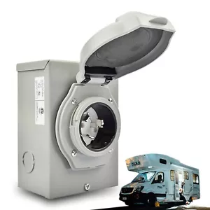 Caja de entrada de alimentación 50 AMP para cable generador de 3 clavijas, resistente a la intemperie, camping, exterior - Imagen 1 de 6