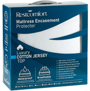 Rest Comfort Cotton Jersey Top Zippered Mattress Protector and Encasement Bedbug