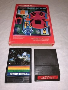 Tron: Maze-A-Tron w/Box & Demon Attack Cart Only Intellivision-CLEAN & TESTED! - Picture 1 of 12