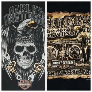 T-shirt Harley Davidson North Platte teschio American Eagle Crossbones Budkes - Foto 1 di 6