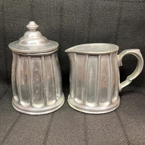 Rare Wilton Armetale SET Pewter TIBURON Ribbed Sugar And Creamer ~ Lid - Imagen 1 de 9