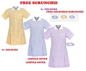 Girls Gingham Check School Summer Pleated Uniform Short Sleeve Dress Ages 3-20 - Picture 1 of 21