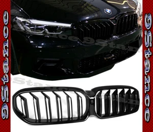 GLOSS BLACK FRONT GRILLE DOUBLE SLANT FIT BMW G30 G31 F90 M5 LCI 2021 2022 2023 - Bild 1 von 4