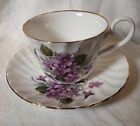 Allyn Nelson Violet Cup and Saucer. Free Shipping.