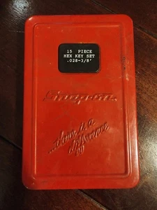 Snap-On 15 Piece SAE Hex Key Set .028 - 3/8" in Metal Case - USA (INCOMPLETE) - Picture 1 of 2
