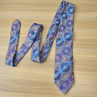 Corbata de cuello Steven Land EL GRAN NUDO para hombre periwinkle mosaico jacquard seda diseñador Foto 1 de 4