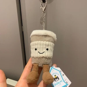 Jellycat Amuseable Coffee-To-Go Bag Charm Soft Plush Toy with Free Dust Bag NWT - Picture 1 of 5