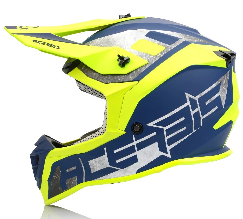 CASCO HELMET MOTO CROSS ENDURO ACERBIS LINEAR GIALLO BLU OPACO TG S