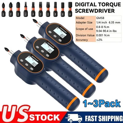1~3X Digital Torque Screwdriver 7.08–70.8 in-lbs,1/4 Torque Wrench Magnetic Bits - Image 1 of 4