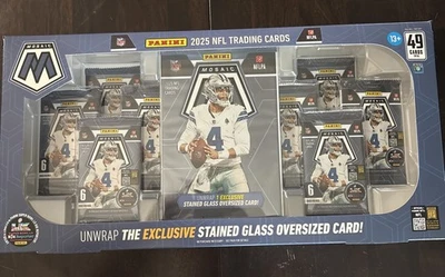 Nuevo paquete exclusivo Panini Mosaic NFL Costco 2025 caja vitral jumbo Foto 1 de 2