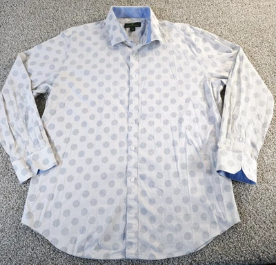 Camisa Bristol Bull Para Hombres 2XL 18 34/35 Manga Larga Puño Abatible Punto Azul Círculo Foto 1 de 4