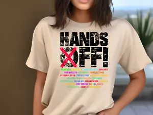 Hands Off Protest Shirt Political Activism Tee Save Public Lands Medicare Social - Picture 1 of 27