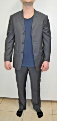 Мужские Valentino шерсти темно серый в тонкую полоску итальянский костюм 40 Reg куртка брюки - Изображение 1 из 4