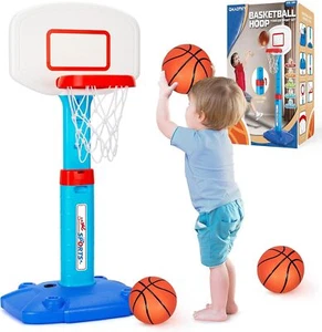 Toddler Basketball Hoop Indoor for Age 1-3, Adjustable Kids Blue - Picture 1 of 7
