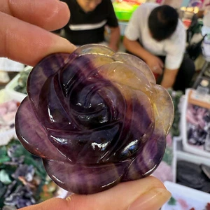 Cristallo di Quarzo Rosa Fluorite Colore Naturale 2" Intagliato Reiki Guarigione 1pz - Foto 1 di 14