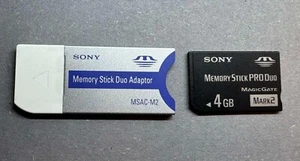Sony Memory Stick Pro Duo Adaptor MSAC-M2+Sony Memory Stick PRO Duo Mark2 4 GB - Picture 1 of 3