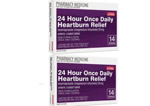 24Hour Once Daily Heartburn Relief (Same as Nexium) 28 Tablets (2 BOXES) -HB2- - Picture 1 of 3