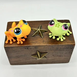 Littlest Pet Shop LPS Frog Lot Orange Green Spotted #283 #874 Pink Blue Eyes - Picture 1 of 7