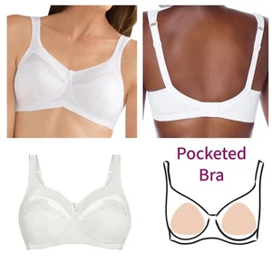 Amoena Mastectomy Bra Pocketed Isadora Non-wired Soft Bra - White - Picture 1 of 7