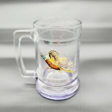 Vintage Glass Beer Cup Mug with Handle - 12 oz - Pheasant  & Chain Pattern
