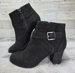 Cole Haan Boots Womens 6 B Black Leather Buckle Heel Shoes Goth Dark Academia - Picture 1 of 10