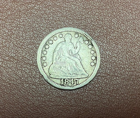 1847 U.S silver Half Dime**** VF Cover