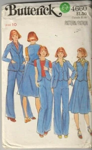 4660 BUTTERICK Easy c.1970s - JACKET VEST PANTS SKIRT - Sz 10 B 32.5" - Picture 1 of 2