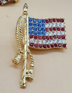 Spilla vintage STRASS BANDIERA AMERICANA 31 - Foto 1 di 9