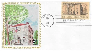 Casa Decatur de Preservación Histórica EE. UU. CA Colorano 1440 Seda FDC 1971 - Imagen 1 de 2