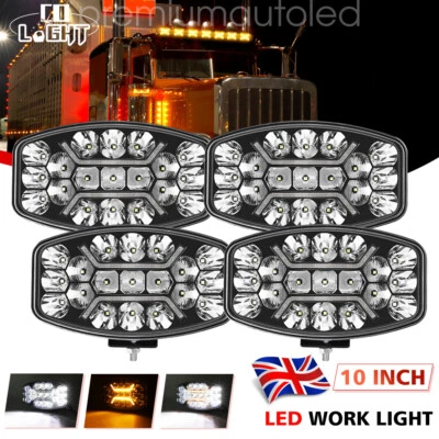 4x LED Lights Combo Spot Lamp Bullbar Truck Lorry Tipper Amber white DRL 12V 24V - Image 1 of 4