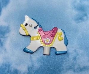 Girls VTG Barrette Carousel Horse Plastic 50’s Hair Toy Pony Purple Pink White - Picture 1 of 2