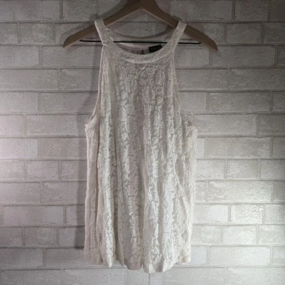 Blusa para mujer tórrida blanca de encaje floral sin mangas forrada talla 0X Foto 1 de 4