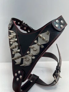 Bestia "Steel" Black Leather Harness. Spiked. Handmade in Europe. Soft padded - Picture 1 of 9
