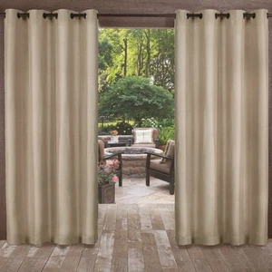 Biscayne Indoor/Outdoor Two Tone Textured Grommet Top Curtain Panel, 54"x108"... - Picture 1 of 8