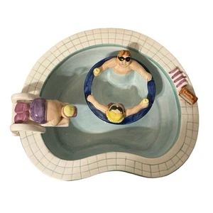 Vasca Idromassaggio Vintage 1995 Lotus Ceramica Chip and Dip Bowl Piscina Festa *LEGGI* - Foto 1 di 13