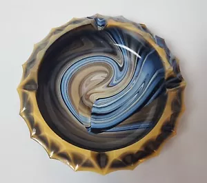 Vintage Art Deco STS Abel Zagreb Agate Marbled Pressed Glass Bowl - Picture 1 of 14
