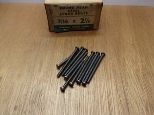 (Qty.12) 10-24 X 2-1/2 Round Head Slotted Plain Steel Machine Screws NOS Vintage - Picture 1 of 6