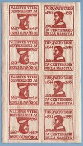FE0244 - Erinnofili: IV centen. Torquato Tasso - 1944 -Foglietto tete-beche - Bild 1 von 1