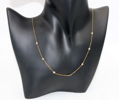 Collar de estación de tenis de diamantes por yarda de 1/7 quilates de oro amarillo de 14 k de diseñador de 20" Foto 1 de 4