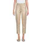 Time and Tru Women 14 Metallic Cargo Mid Rise Slim Fit Straight Pant Gold NWT