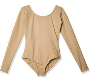 Capezio Children’s Team Long Sleeve Leotard in Nude Girls Size Intermediate 6-6x - Picture 1 of 9