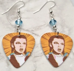 The Wizard of Oz Dorothy Gale Guitar Pick Earrings with Blue Swarovski Crystals - Picture 1 of 5