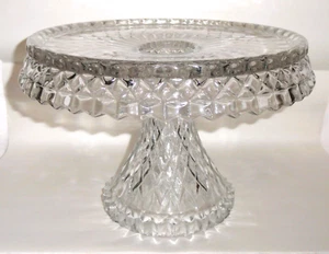 Cambridge Diamond 10” Round Cake Stand ~ Crystal Glass Pedestal w/Rum Well - Picture 1 of 9