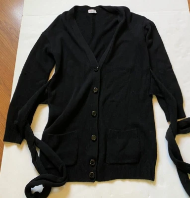 NEW RED VALENTINO WOOL CARDIGAN BELTED BUTTON SWEATER POCKETS BLACK SIZE XS *QQ - Image 1 of 4