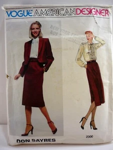 Vtg Vogue American Designer Don Sayres Pattern 2300 Jacket Skirt Blouse Size 14 - Picture 1 of 6
