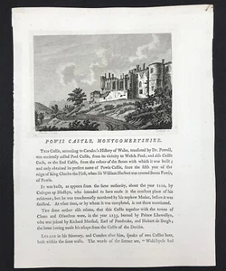 Castillo Powis Gales Montgomeryshire impresión antigua con texto c1775 - Imagen 1 de 3