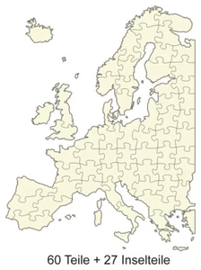 Blanko Holzpuzzle Europakarte, 87 Teile, ca. 52x66 cm, zum Bemalen, Gestalten - Bild 1 von 2