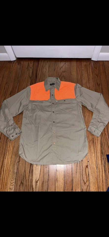 Orvis: Camisa de tiro naranja brillante manga larga talla M: línea de cintura defectuosa menor Foto 1 de 4