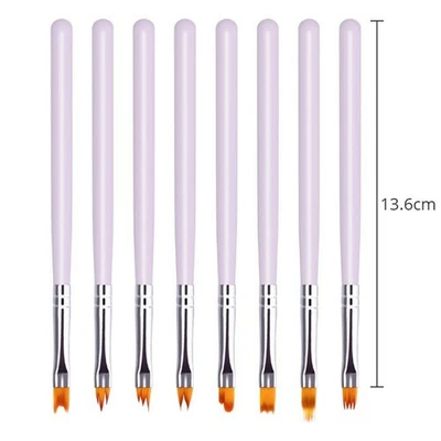 8Pcs Nail Art Brush Gradient Draw Polish Painting UV Gel Liner Pen Manicure Tool - Image 1 of 4