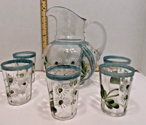VTG Daisy Pitcher WGlasses Vintage - Picture 1 of 11